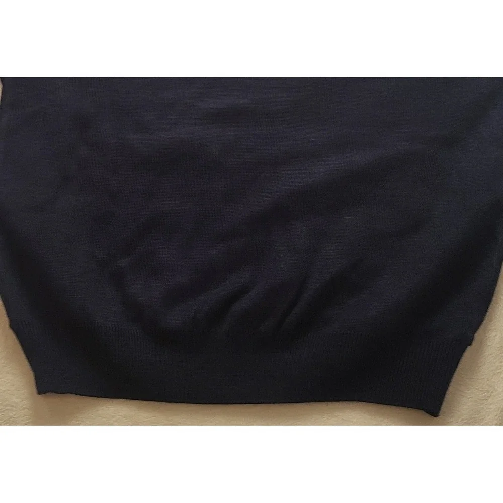 Bagazio Men's Navy Blue Faux Leather Mixed Media Greek Key Knit Sweater Size L
